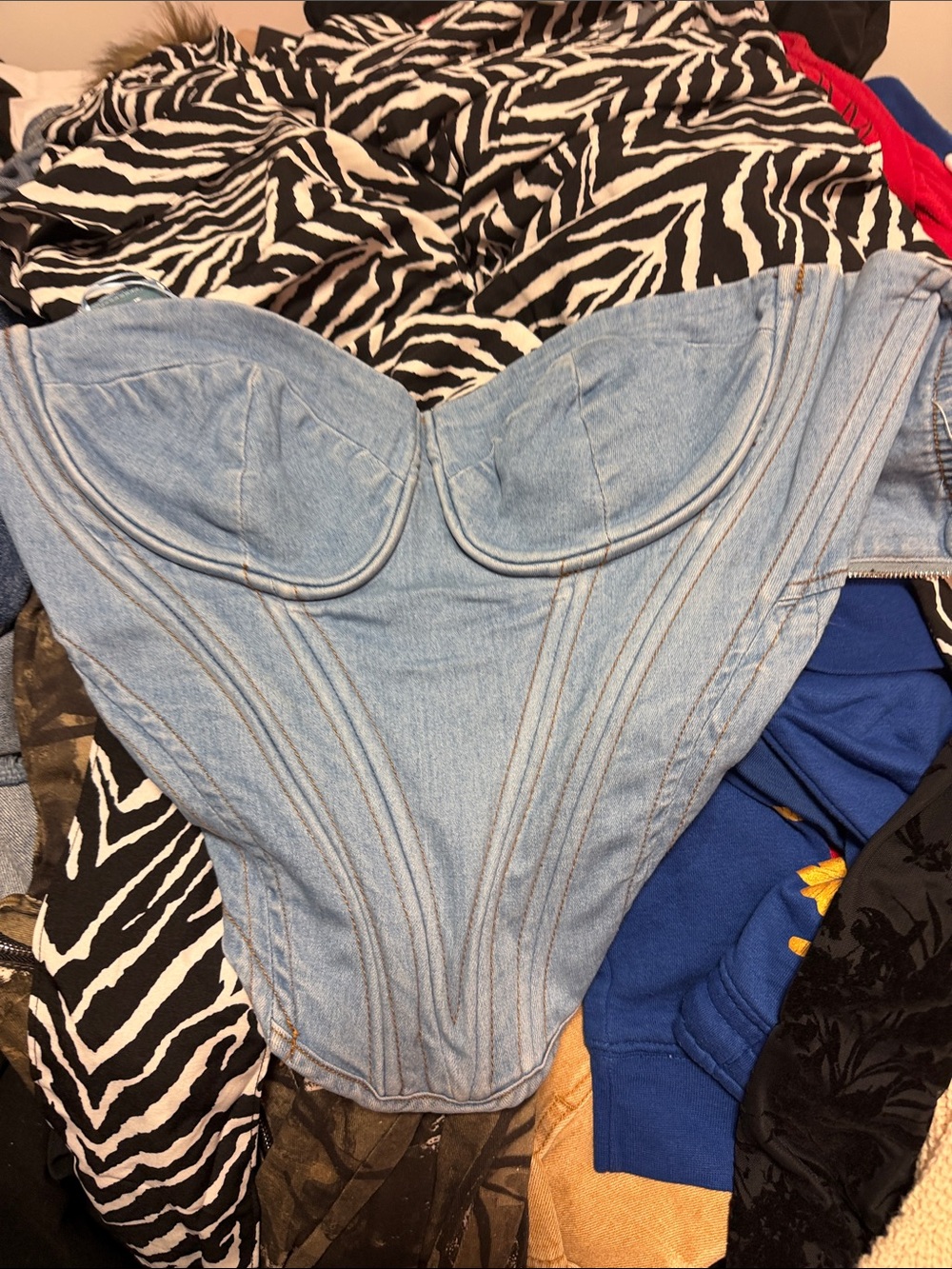 Fashion Nova Light Blue Denim Strapless Corset Top - Picture 4 of 4